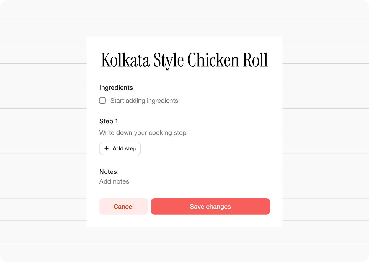 RecipeBook custom recipe editor detail